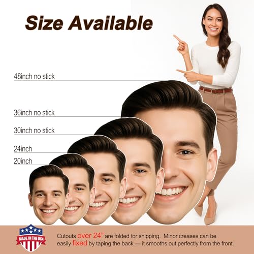 Big Head Cutout Personalized 20–48 Inch – Giant Face Cardboard Sign, Custom Photo Prop, Oversized Face Standee, Birthday Party Christmas Decorations