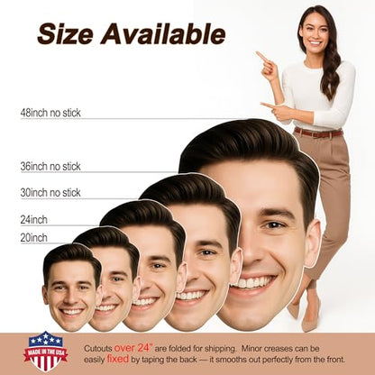 Big Head Cutout Personalized 20–48 Inch – Giant Face Cardboard Sign, Custom Photo Prop, Oversized Face Standee, Birthday Party Christmas Decorations