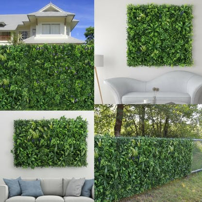 Artificial Grass Wall Panels, 12pcs 20"x20" Greenery Backdrop Mats for Privacy Screening Fence, Outdoor Plant Leaves Garden Decor, Indoor Green Wall