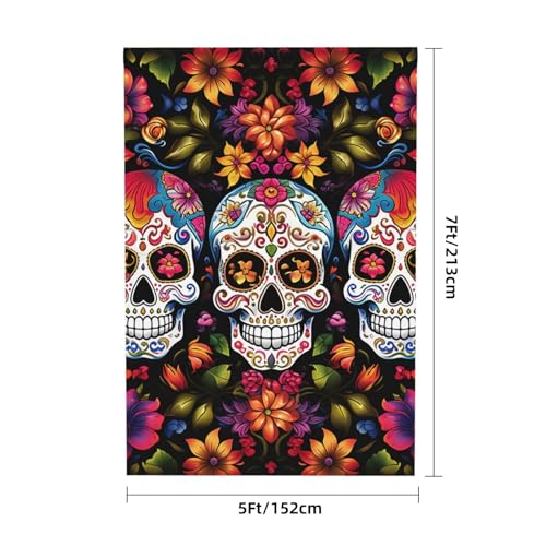 Colorful Flower Skulls Backdrop Background for Photography 5x7ft Photobooth Professional Photo Backdrop Curtains Video Photography Studio Photo Backgrounds Banner Booth Background Screen Parties - color: Colorful Flower Skulls