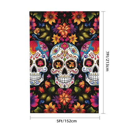 Colorful Flower Skulls Backdrop Background for Photography 5x7ft Photobooth Professional Photo Backdrop Curtains Video Photography Studio Photo Backgrounds Banner Booth Background Screen Parties - color: Colorful Flower Skulls