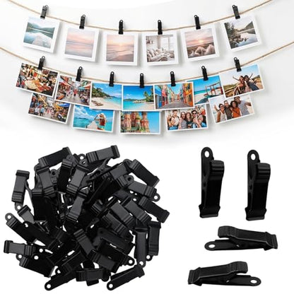 Alligator Clips for Crafts 30 Pcs, Black Metal Spring Clamps for Hanging Photos & DIY Projects, Heavy Duty Mini Crocodile Clips for Wire & Snack Bags, Versatile Art and Office Organization Supply