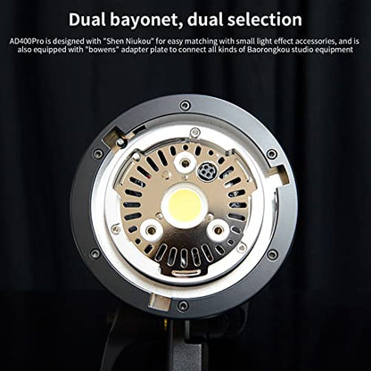 Godox AD400Pro 400Ws Studio Outdoor Strobe Flash Kit, TTL 1/8000s HSS 2.4G GN72 Monolight Light, Lithium Battery with AD-S65S 26"/65cm Godox Mount Grid Softbox, Barn door, Umbrella, Standard Reflector