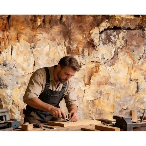 10x8FT Polyester Stone Cave Background Sand Yellow Rock Textured Photography Backdrop Supplies for Outdoor Archaeology Theme Birthday Party Banner Decoration Photo Booth Studio Props - size: 10x8FT