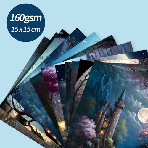 6x6" 160gsm cardstock Single Sided Scrapbooking 24 Papers Pad vintage decoupage scrapbook kit patterned paper junk journal supplies journaling supply scrap paper crafting.Midnight Castle - color: 24sheets-Midnight Castle