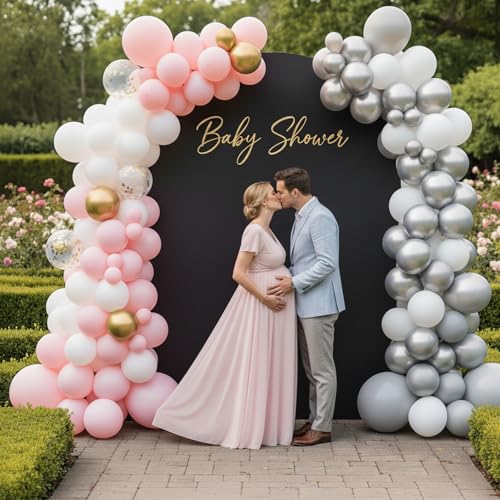 Double Sided 7.2FT Black Arch Backdrop Cover Spandex Fitted Stretchy Arch Covers for Wedding Birthday Party Bridal Baby Shower Ceremony - color: Black, size: 7.2FT