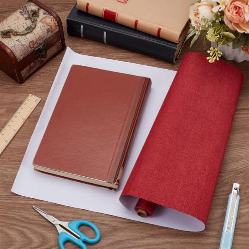 CRASPIRE 51x11.8 Inch Pure Red Book Cloth Paper Backed for Book Cover Binding Weave Linen Fabric Surface Protector Book Cloth Book Binding for Adult Scrapbooking Album DIY Crafts Cover - color: Pure Red