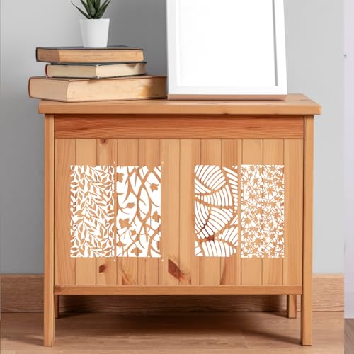 18Pcs Stencils for Crafts Painting, Reusable Cake Stencils Decorating Texture Stencil Background Stencil Leaf Floral Tree Templates for Painting on Wood Furniture Card Canvas Paper Scrapbook