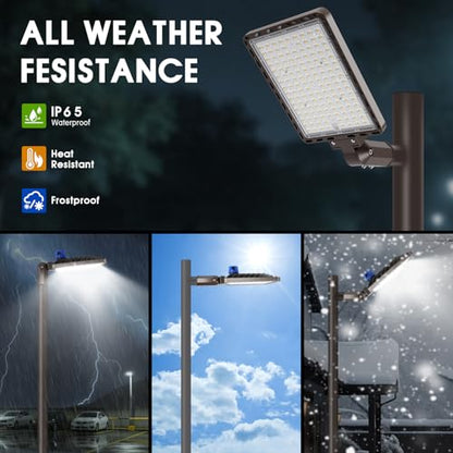 350W LED Parking Lot Light Slip Fitter Mount 52500LM Dusk to Dawn 5000K Led Flood Light Outdoor Area Security Commercial IP65 Waterproof 100-277V for Driveway Parking Lot Stadium - size: 350W Pole Mount