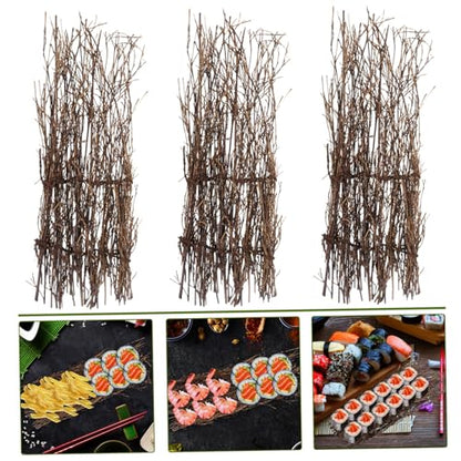 3Pcs Sushi Serving Plate Rustic Japanese Decor with Decorative Fence Design for Sashimi Food Photography and Table Ornaments