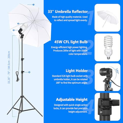 NEEWER Photography Lighting kit with Backdrops, 8.5x10ft Backdrop Stands, UL Certified 5700K 800W Equivalent 24W LED Umbrella Softbox Continuous Lighting, Photo Studio Equipment for Photo Video Shoot - style: NK100