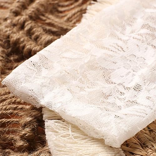 Baby Photography Props Outfit Lace Rompers Newborn Girl Photo Shoot Outfits Flower Headband Princess Costume - color: White E