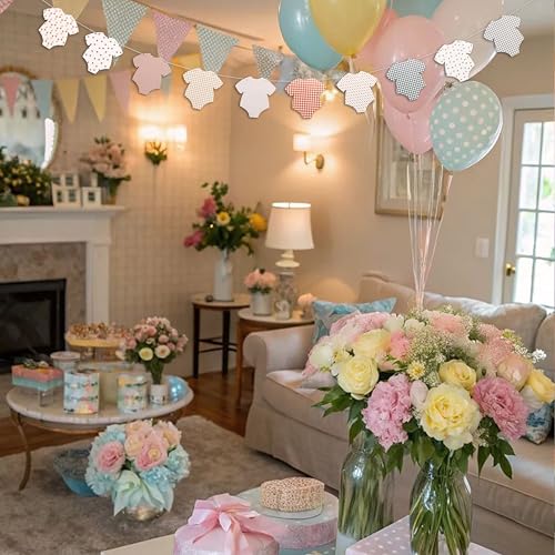 Baby Shower Birthday Clothes Banner - Baby Shower, Birthday, Gender Reveal Party Decoration Supplies Banner, Baby Party Onesie Banner, Bodysuits Sign Photo Background Props Garland