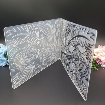 Plant Leaves Feather Textured Impressions Embossing Templates A6 Size 3D Plastic Embossing Folders for Card Making DIY Scrapbooking Photo Album Card and Handmade Paper Craft Decor