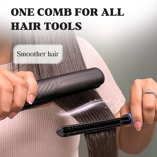 Herstyler Hair Straightening Comb - Straightener Comb for Flat Iron - Makes Styling Easy - Get Straight Hair in Minutes (Blue) - color: Blue