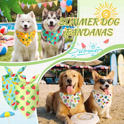 Abbylike 100 Pieces Summer Themed Dog Bandanas Bulk Hawaiian Dog Bandanas for Pets Triangle Kerchief Scarf Bibs Set for Summer Pets Dogs Party Costume Accessories, 25 Styles (25.6 x 17.7 x 17.7) - size: 25.6 X 17.7 X 17.7 Inch, style: Summer