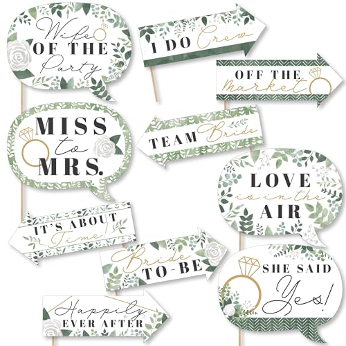 Big Dot of Happiness Funny Boho Botanical Bride - Greenery Bridal Shower and Wedding Party Photo Booth Props Kit - 10 Piece - color: Boho Botanical