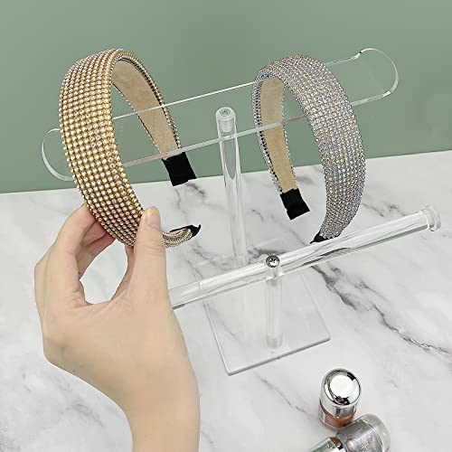 Acrylic Headband Holder, 2-Tier Hair Accessories Organizer Clear Stand for Girls - style: 2 Tier