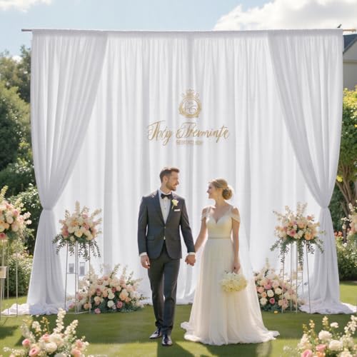10x10FT White Backdrop Curtains for Party, 2 Panels 5x10FT Thick Polyester Backdrop Drapes, Wrinkle Resistant Photography Background Drapes for Wedding Birthday Home Decoration - color: White, size: W5' X H10'(2 Panels)