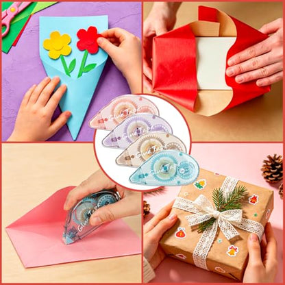 XUXU 12 Pack Glue Tape Scrapbooking Tape Adhesive Dots Tape Double Sided Tape Dispenser Runner for Crafts and Arts Projects Photo-Safe - color: blue+pink+purple+brown