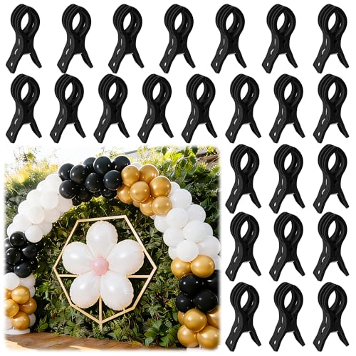 PUGPIU 24 Pack Balloon Arch Clips for Backdrop | Plastic Black Spring Clamps | 3.5 Inch Heavy Duty Clip for Backdrop Stand | Birthday Wedding Decoration | Photography Studio | Crafts | Clothing - color: Black2