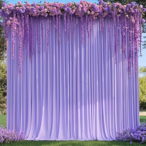 8x10FT Lavender Backdrop Curtains for Wedding Parties, Wrinkle Free Polyester Photography Backdrop Drapes for Wedding Baby Shower Birthday Parties Stage Background Stand Decorations 4x10ft,2 Panels - color: Lavender, size: W4' x H10'(2 Panels)