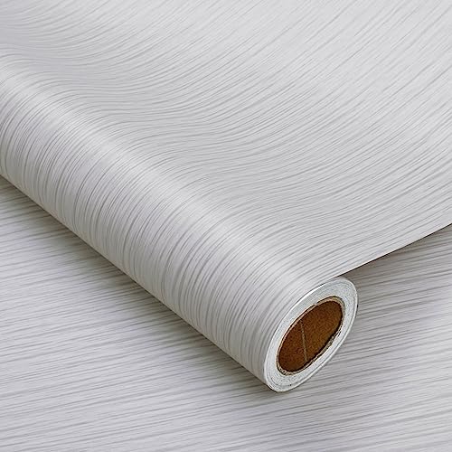 Heroad Peel and Stick Wallpaper Wood Contact Paper Wood Wallpaper Light Grey Wood Grain Contact Paper Thicken Textured for Cabinets and Drawers Countertops Waterproof Self Adhesive Vinyl 17.5" x 78.7" - color: Grey and Silver, size: 17.5" x 78.7"