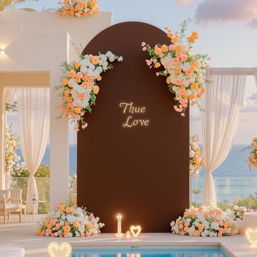 Green Brown Arch Backdrop Cover 6ft Spandex Wedding Arch Cover for Baby Shower Birthday Party Bridal Shower Balloon Arch Stand Cover Double Sided Banquet Photo Arch Covers Stretchy Backdrop - color: Green Brown, size: 6FT