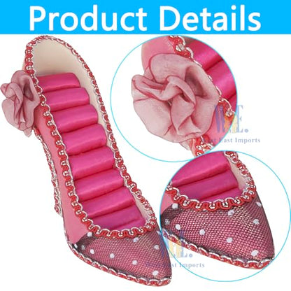 Ring Holder High Heel Shoe Design Fashion Jewelry Organizer Display Birtyday Gift (Fuchsia) - color: Fuchsia