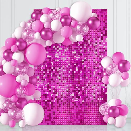Hot Pink Shimmer Wall Backdrop Panels 3ftx4ft Square Sequin Party Backdrop for Birthday Baby Shower Anniversary Graduation Bachelorette Decoration - color: Hot Pink, size: 3ftx4ft