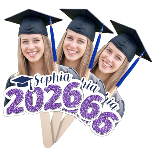 Graduation Custom Cutout Big Head on a Stick for 2026, 6 to 24", Fun Face Cardboard Cutouts, Personalized Fat Heads, Senior Night Photo Prop, Birthday, Party Décor, 1 PC, Bright Purple - color: 2026 Light Purple