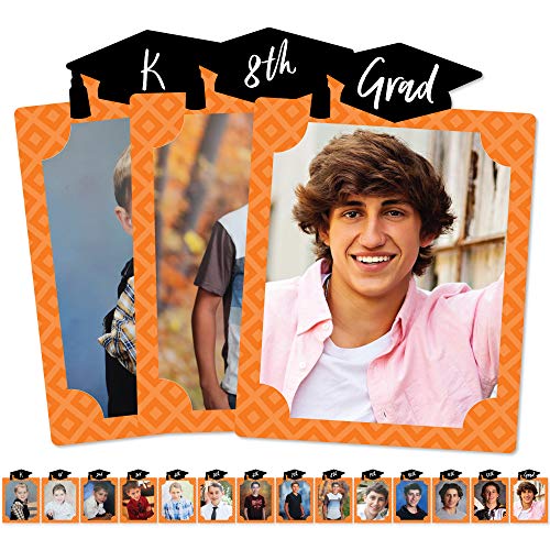 Big Dot of Happiness Orange Grad K-12 School Photo Display Frame - 8x10 inch Graduation Memory Wall, Professional Photo Holder Set, DIY Graduation Party Decorations, Picture Display Board - color: Orange Grad - Picturific Display