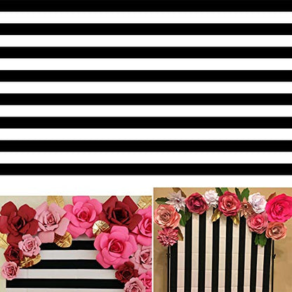 AOFOTO 8x5ft Black and White Striped Pattern Wallpaper Photography Backdrop Streak Textured Background Birthday Party Decoration Photo Studio Props Baby Shower Banner Adult Elder Girl Boy Wallpaper - size: 8x5ft