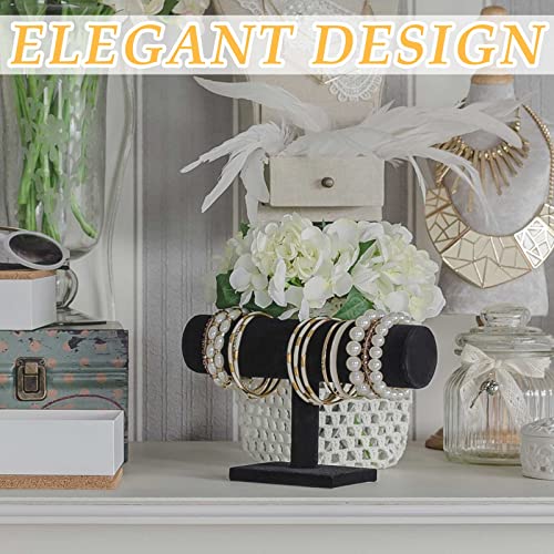 Batiyeer Set of 8 Bracelet Display Stand Bracelet Holder Display Jewelry T Bar Black Velvet Organizer Hovering Bangle Holder Jewelry Watch Stand for Vendors Selling Home Organization Storage