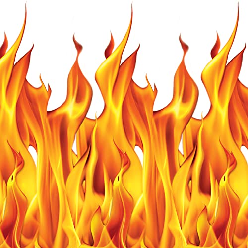 Beistle Plastic Flame Wall Backdrops, 4’ x 30’, 3 Pack – Photo Backdrop, Easy to Adhere Wall Covering, Party Decor, Burning Fire Photography Background for Birthdays, Holidays & Events - style: Flame - 3 Piece