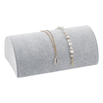 PH PandaHall Half Moon Velvet Bracelet Display, Soft Jewelry Display Stand Light Grey Bracelet Necklace Holder Watch Display Ramp Stand for Selling Retail Show Home and Business Use