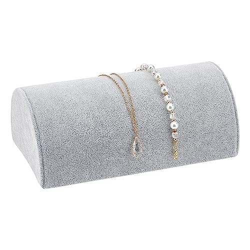 PH PandaHall Half Moon Velvet Bracelet Display, Soft Jewelry Display Stand Light Grey Bracelet Necklace Holder Watch Display Ramp Stand for Selling Retail Show Home and Business Use