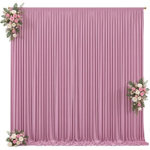 10x10ft Dusty Pink Backdrop Curtain for Wedding Parties Wrinkle Free Fabric Pink Drapes Backdrop Decoration for Baby Shower Birthday Photography Decoration 2 Panels, 5ft x 10ft - color: Dusty Pink, size: 5ft x 10ft x 2 panels