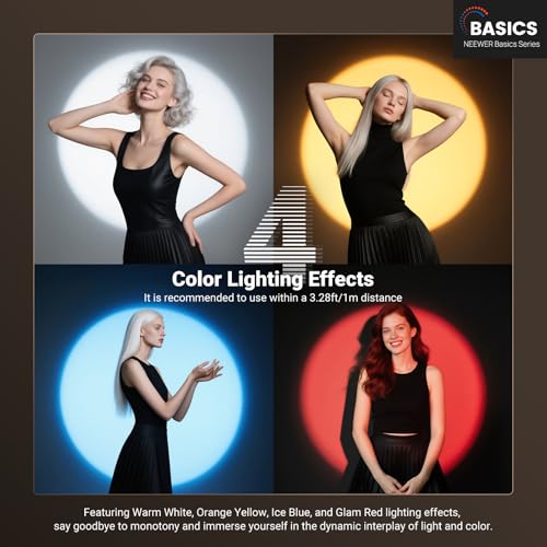 NEEWER Basics RGB Photography Flashlight,4 Colors/20 GOBO Filters/CRI95+/7500mAh,10W 6300K Portable LED Video Spotlight Patterned Ambient Aluminum Sunset Light for Recording Studio Lighting, USB, FL10