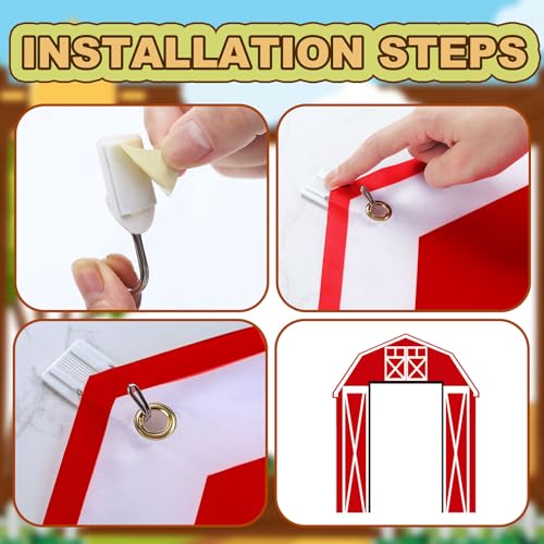 Mindsoft 3 Pcs Farm Animal Party Decorations Barn Door Banner Barn Door Backdrop Farm Birthday Supplies for Baby Shower Family Reunion Theme Party Supplies Halloween Trunk or Treat Car Decorations
