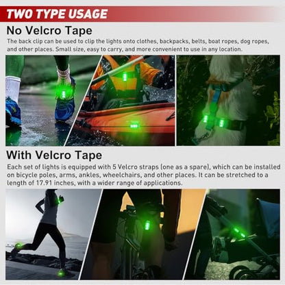 Nilight LED Safety Light 4PCS Green Marine Navigation Bike Tail Lights Three Modes Waterproof Reflective Gear Clip On Flash Strobe Indicator Lamp for Night Boating Fishing Cycling Jogging - color: 3LED Safety Light-Green