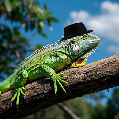 Bearded Dragon Clothes Costume Pet Lizard Outfit Set Small Reptile Business Suit for Photo Props & Daily Wear,Adjustable Hat and Bowtie for Gecko Chameleon Amphibians Ferret Hamster - color: Business Suit-Black