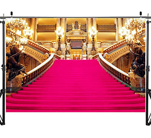 Red Carpet Gold Hall Backdrop, 15x10ft Paris Opera Theatre Photography Backdrop, Golden Palace Gorgeous European Hall Backdrop Decorations Photography Props BJXTGU90 - color: Pink, size: 15x10ft