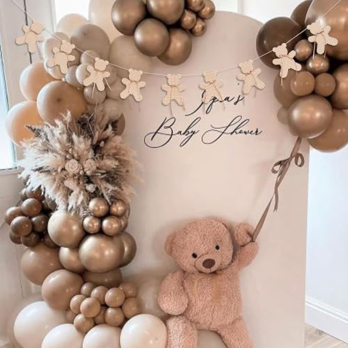 ZAIBIANHAO We Can Bearly Wait Banner - Teddy Bear Gender Reveal Party Garland For Baby Shower, Neutral Boho Bear Theme Birthday Party Hanging Banner Photo Props - color: cloth bear brown