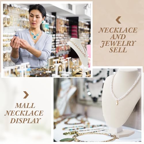 Huquary 12 Pcs Necklace Stand Display Jewelry Bust Necklace Stand Jewelry Photography Props for Selling Home Store Trade Show (Beige,Velvet) - color: Beige