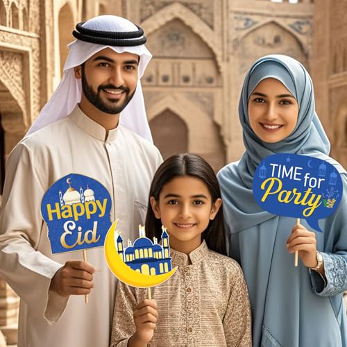 Eid Mubarak Party Photo Booth Props, Ramadan Mubarak Photoshoot Islamic Wdding Birthday Baby Shower Party Photography Props Favor Centerpiece Sticks Decorations 30 PCS