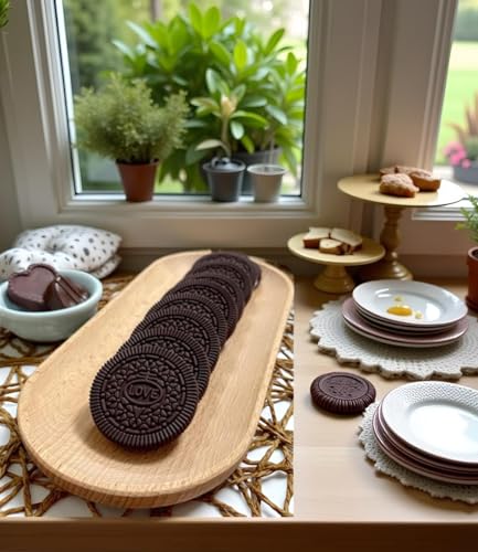 9Pcs Realistic Artificial Cookies Fake Biscuits Fake Chocolate Dessert Crackers Food Model Photography Prop for Home Kitchen Party Shop Display Decoration (Chocolate)