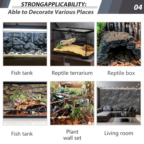 17.7x11.8in Rock Terrarium Background,3D Reptile Tank Background Board,Amphibian Stereo Backdrop Wall,Lizard Snake Gecko Spider Fish pet silo Background Decorative Panel(Paleyellow) - color: Paleyellow 1P
