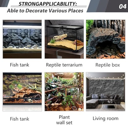 17.7x11.8in Rock Terrarium Background,3D Reptile Tank Background Board,Amphibian Stereo Backdrop Wall,Lizard Snake Gecko Spider Fish pet silo Background Decorative Panel(Paleyellow) - color: Paleyellow 1P