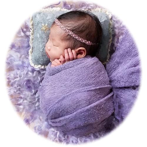 Zeroest Newborn Photo Prop Stretch Knit Wrap for Baby Photography Newborn Photoshoot Outfits Boys Girl Posing Blanket (Lavender) - color: Lavender